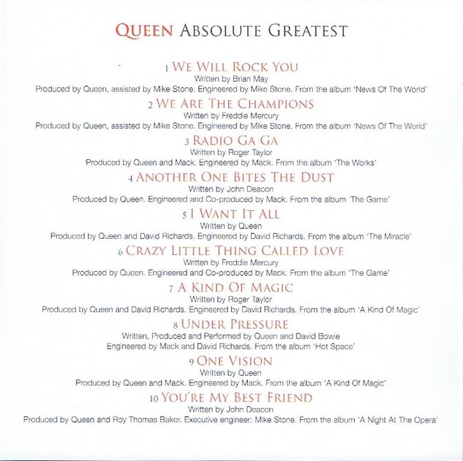 Queen  Absolute Greatest; Special Edition : Booklet 2